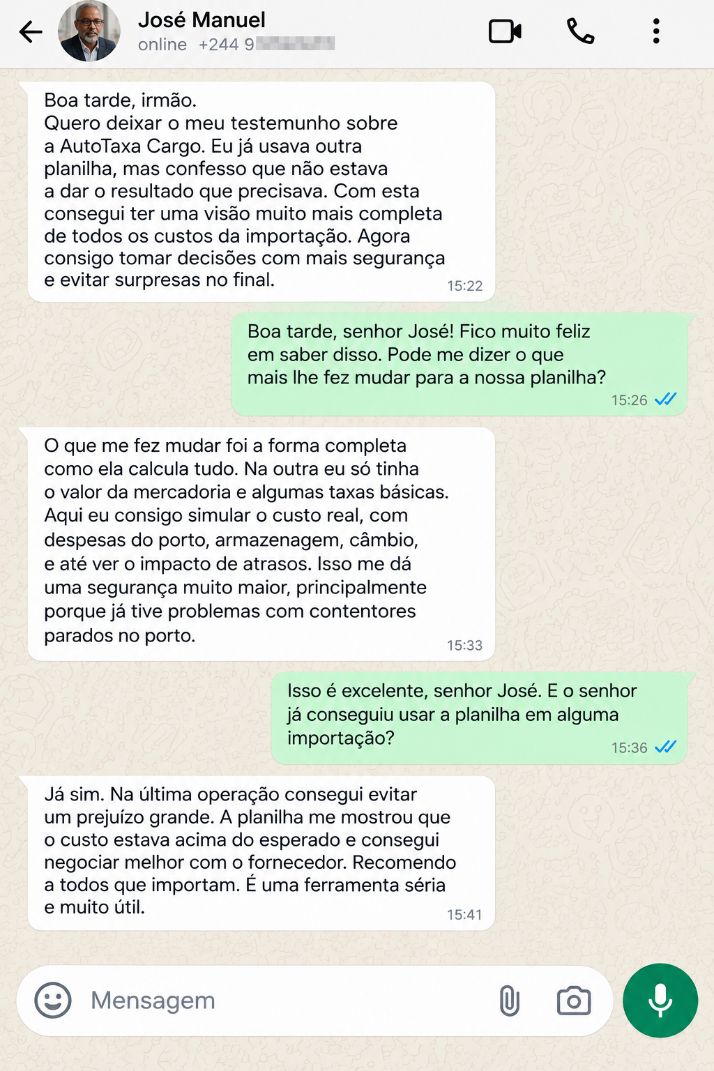 Testemunho de cliente no WhatsApp 2