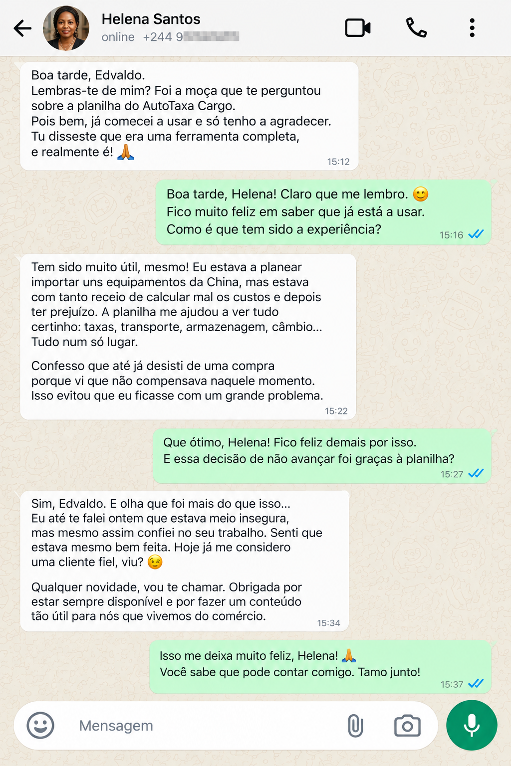 Testemunho de cliente no WhatsApp 3